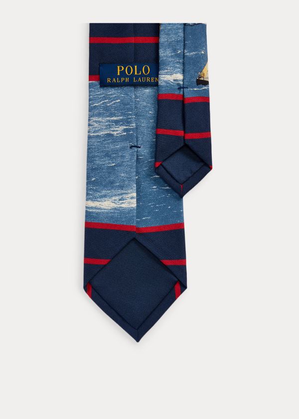 Ralph Lauren Polo Sportovní Sailboat Silk Tie Tmavě Blankyt Červené | gvxOs9lo