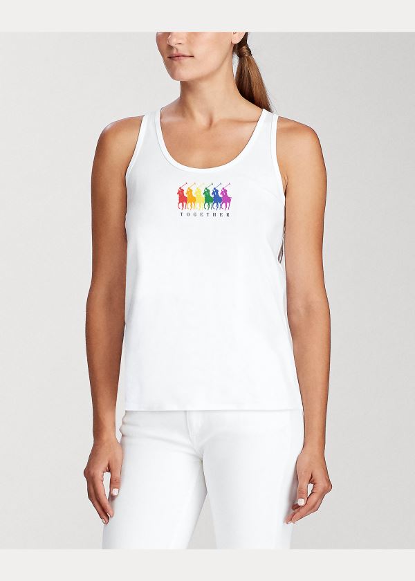 Ralph Lauren Pride Bavlněné Graphic Tank Top Bílé | 4Itquu7P