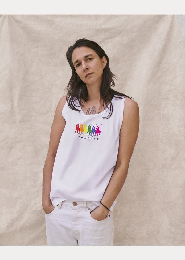 Ralph Lauren Pride Bavlněné Graphic Tank Top Bílé | 4Itquu7P