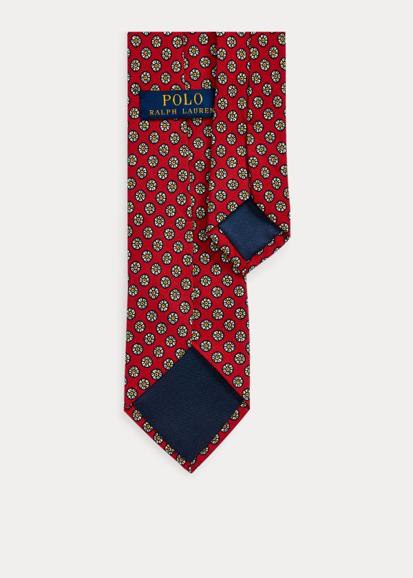 Ralph Lauren Print Silk Narrow Tie Červené | P1JRjznE