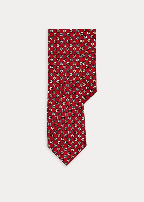 Ralph Lauren Print Silk Narrow Tie Červené | P1JRjznE