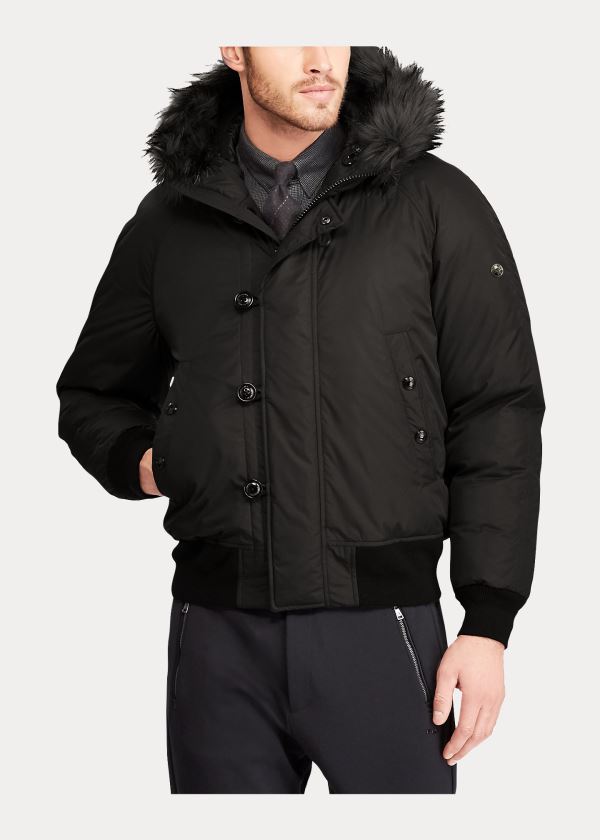 Ralph Lauren RLX Faux Fur-Trim Down Jacket Černé | wJGPNIdK