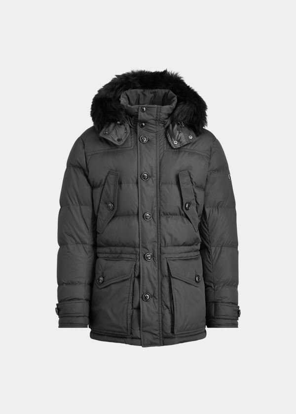 Ralph Lauren RLX Faux-Fur-Trim Down Parka Černé | YddMV9al