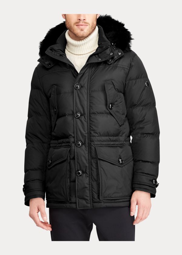 Ralph Lauren RLX Faux-Fur-Trim Down Parka Černé | YddMV9al