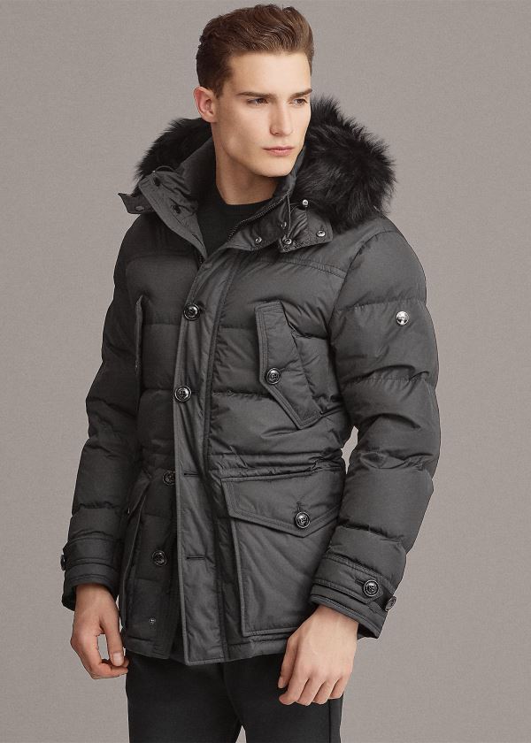 Ralph Lauren RLX Faux-Fur-Trim Down Parka Černé | YddMV9al