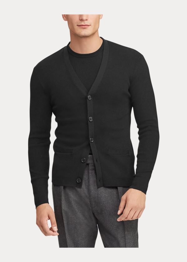 Ralph Lauren RLX Slim Fit Merino Cardigan Černé | ItN3FMbI