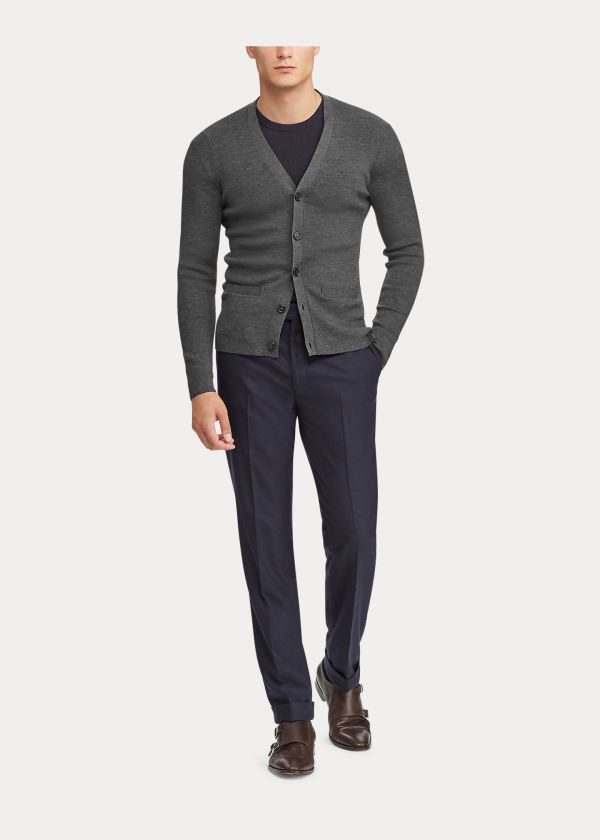 Ralph Lauren RLX Slim Fit Merino Cardigan Šedé | zPJ0nNtn