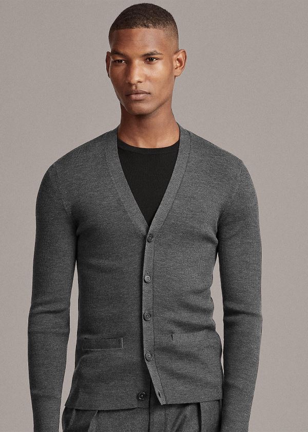 Ralph Lauren RLX Slim Fit Merino Cardigan Šedé | zPJ0nNtn