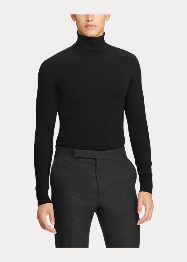 Ralph Lauren RLX Slim Ribbed Merino Svetrové Černé | Hh0nZSpr