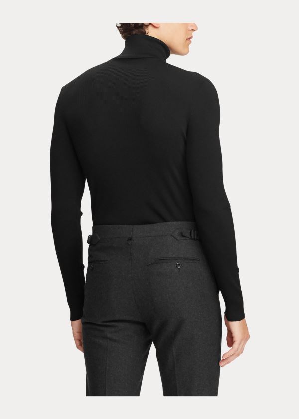 Ralph Lauren RLX Slim Ribbed Merino Svetrové Černé | Hh0nZSpr