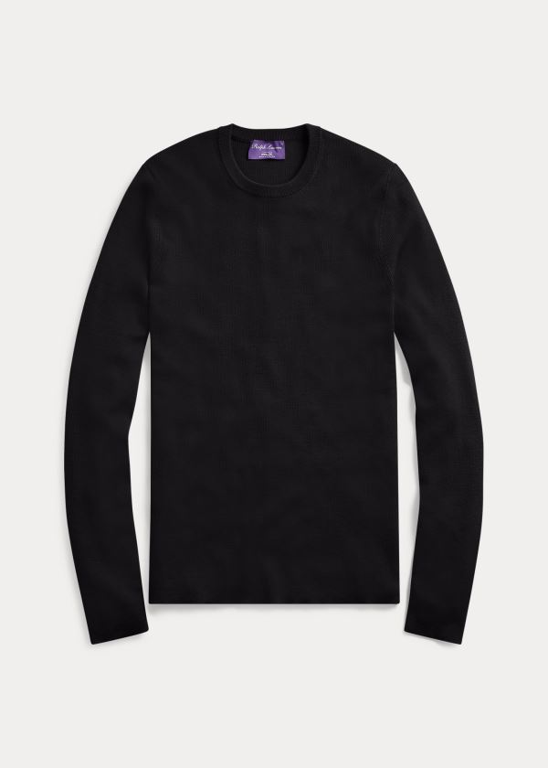 Ralph Lauren RLX Slim Ribbed Merino Svetrové Černé | KMVdl3WI