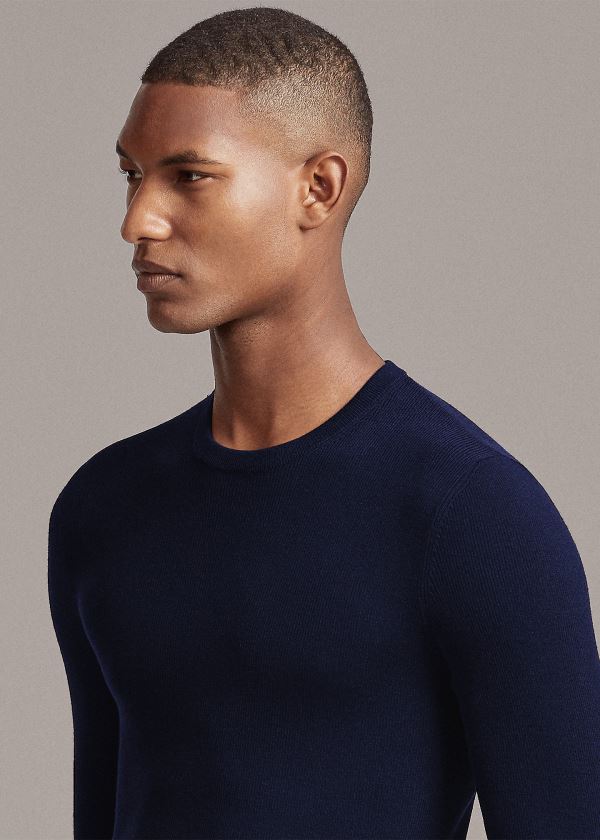 Ralph Lauren RLX Slim Ribbed Merino Svetrové Tmavě Blankyt | L7Euw93f