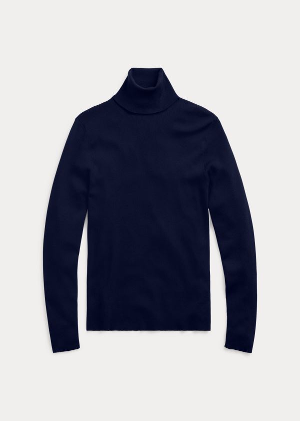 Ralph Lauren RLX Slim Ribbed Merino Svetrové Tmavě Blankyt | pXs2z7hs