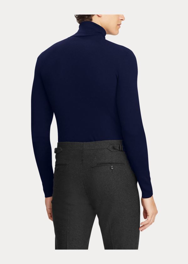 Ralph Lauren RLX Slim Ribbed Merino Svetrové Tmavě Blankyt | pXs2z7hs