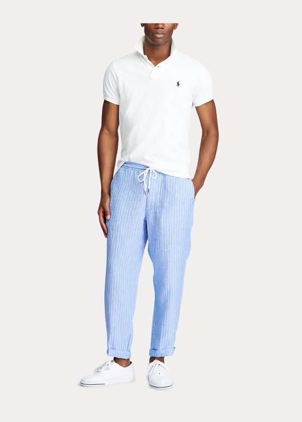 Ralph Lauren Relaxed Fit Striped Linen Pant Blankyt Bílé | eeJ49aXh