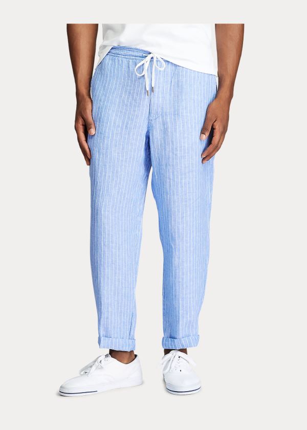 Ralph Lauren Relaxed Fit Striped Linen Pant Blankyt Bílé | eeJ49aXh