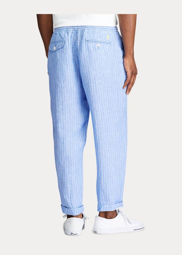 Ralph Lauren Relaxed Fit Striped Linen Pant Blankyt Bílé | eeJ49aXh