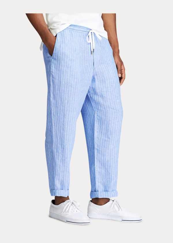 Ralph Lauren Relaxed Fit Striped Linen Pant Blankyt Bílé | eeJ49aXh