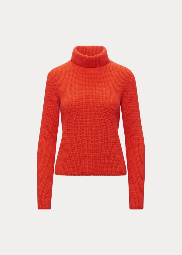 Ralph Lauren Ribbed Cashmere Turtleneck Světle Oranžové | 84uCfiLC