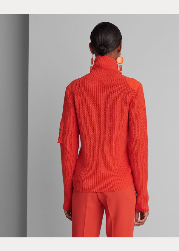 Ralph Lauren Ribbed Cashmere Turtleneck Světle Oranžové | 84uCfiLC