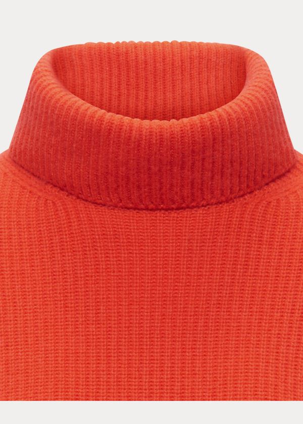 Ralph Lauren Ribbed Cashmere Turtleneck Světle Oranžové | 84uCfiLC