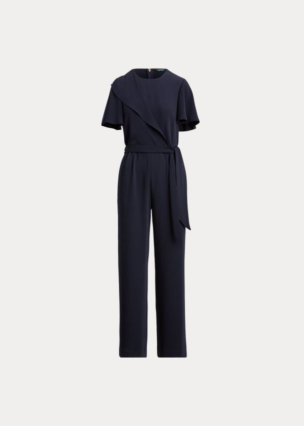 Ralph Lauren Ruffled Crepe Jumpsuit Tmavě Blankyt | p6WM3KC0