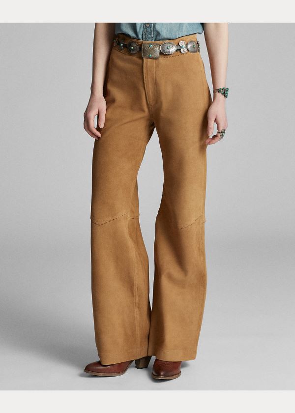 Ralph Lauren Semišové Flare Pant Hnědé | 3VAPX7Jx