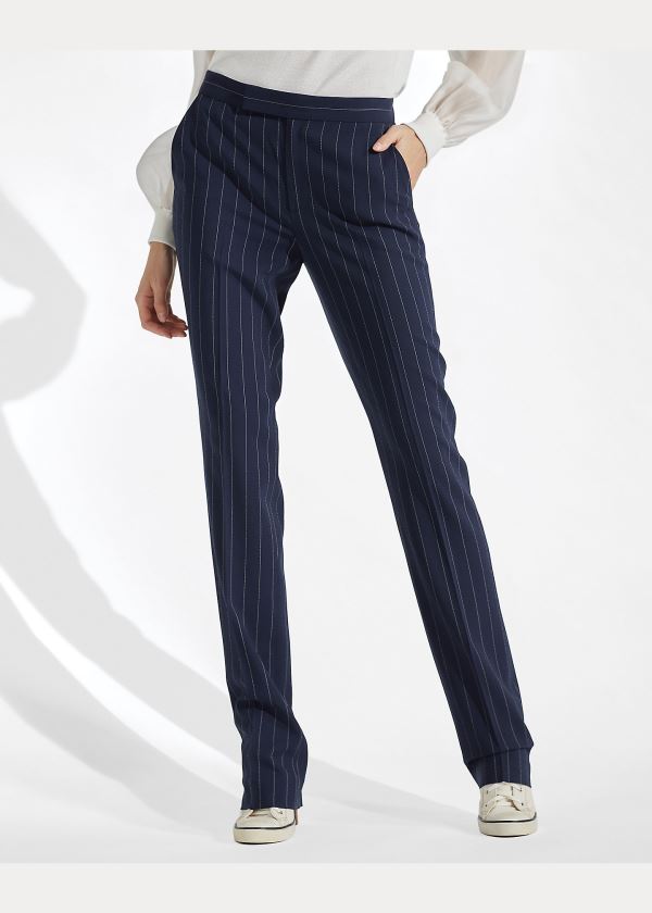 Ralph Lauren Seth Striped Wool Pant Tmavě Blankyt Krém | 8qAxcpuM