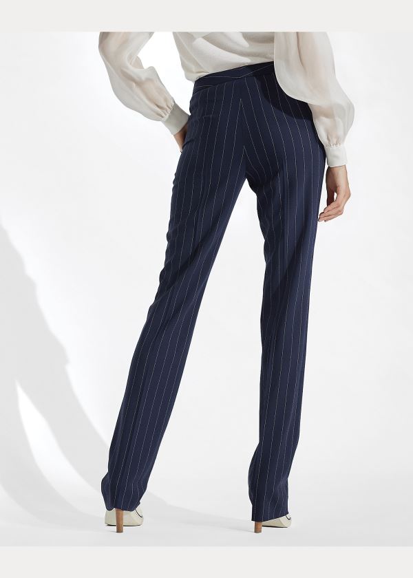 Ralph Lauren Seth Striped Wool Pant Tmavě Blankyt Krém | 8qAxcpuM