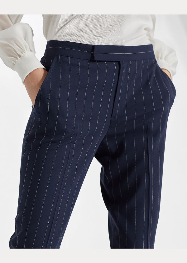 Ralph Lauren Seth Striped Wool Pant Tmavě Blankyt Krém | 8qAxcpuM