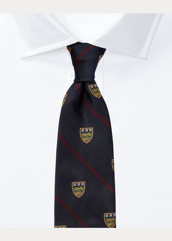 Ralph Lauren Silk Narrow Club Tie Tmavě Blankyt Vínové | 0lOoMQUE