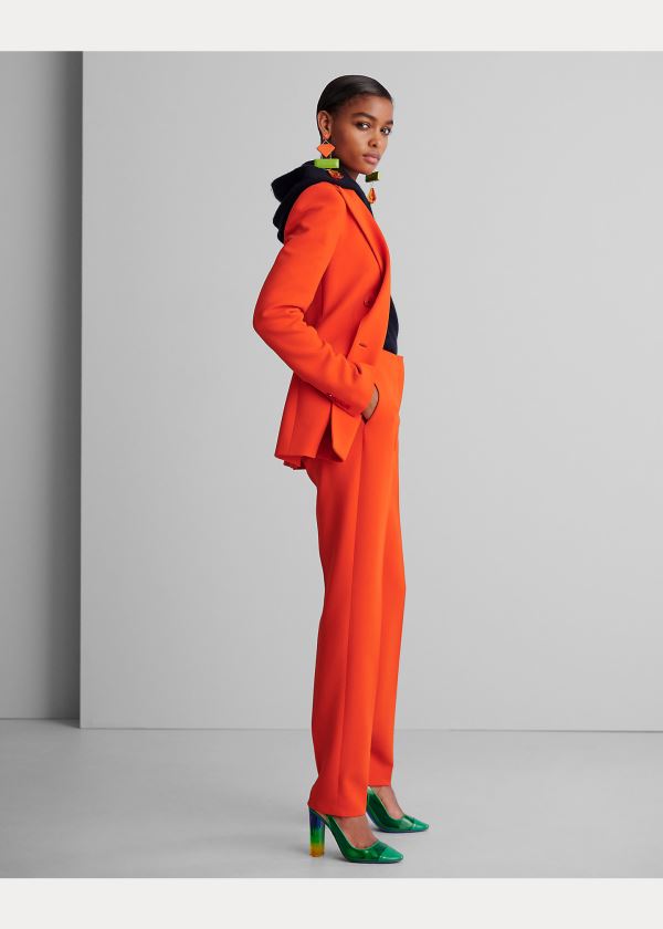 Ralph Lauren Simone Wool Crepe Pant Oranžové | b18zntT1