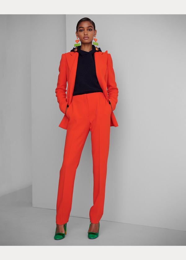 Ralph Lauren Simone Wool Crepe Pant Oranžové | b18zntT1