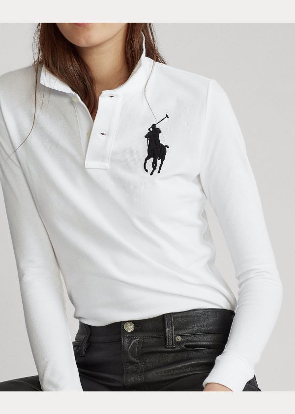 Ralph Lauren Skinny Fit Big Pony Polo Bílé | bgiyTKTY