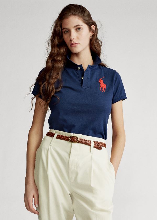 Ralph Lauren Skinny Fit Big Pony Polo Shirt Tmavě Blankyt | kX7LuFuV