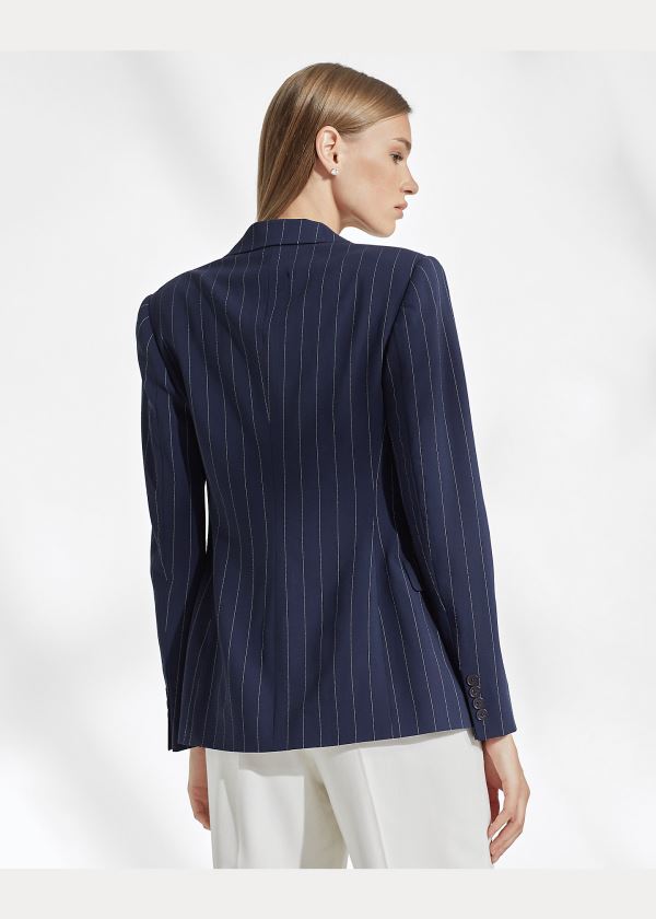 Ralph Lauren Skylar Striped Wool Jacket Tmavě Blankyt Krém | NDs9uoFO