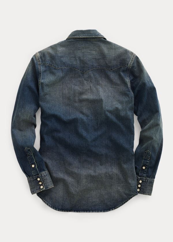 Ralph Lauren Slim Fit Denim Western Shirt Tmavě Blankyt Blankyt Světle Modré | lTsxgtY2