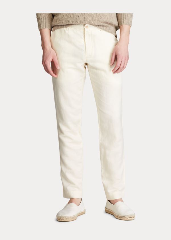 Ralph Lauren Slim Fit Linen-Blend Pant Krém | fruCMocT