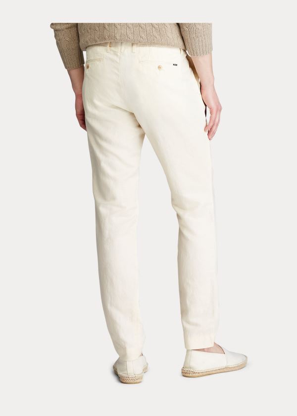 Ralph Lauren Slim Fit Linen-Blend Pant Krém | fruCMocT