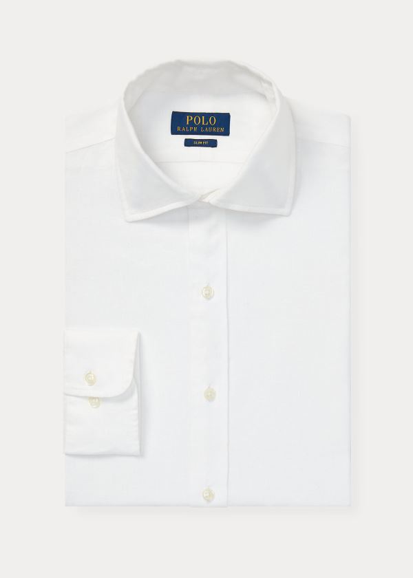 Ralph Lauren Slim Fit Linen Shirt Bílé | bNh6jFPZ