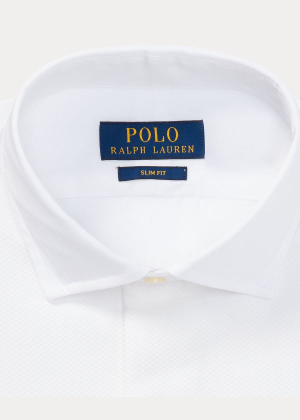 Ralph Lauren Slim Fit Poplin Tuxedo Shirt Bílé | 9kcSCBcr