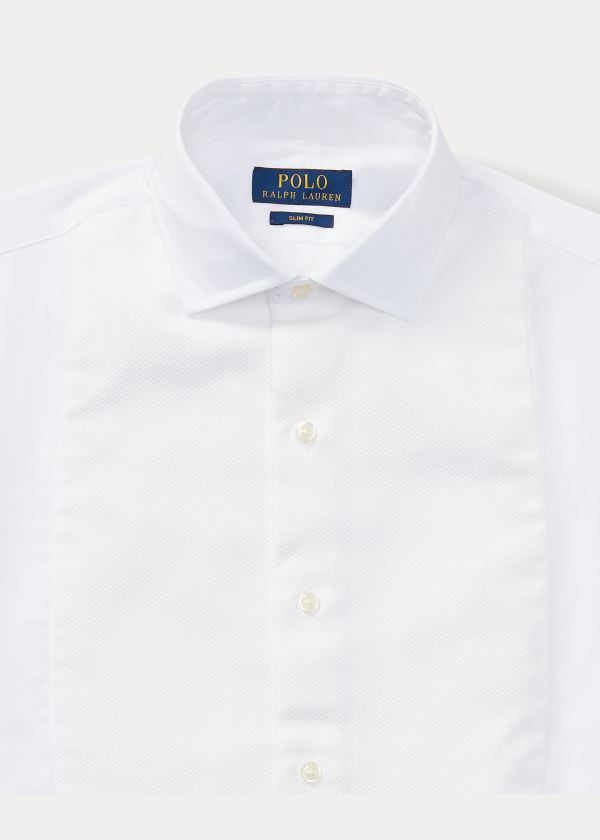 Ralph Lauren Slim Fit Poplin Tuxedo Shirt Bílé | 9kcSCBcr