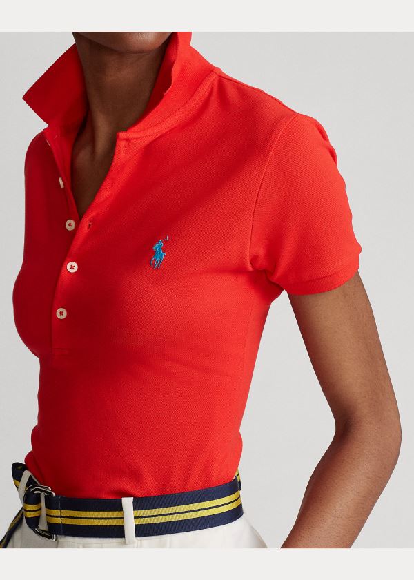 Ralph Lauren Slim Fit Stretch Polo Shirt Červené | AePlwEWx