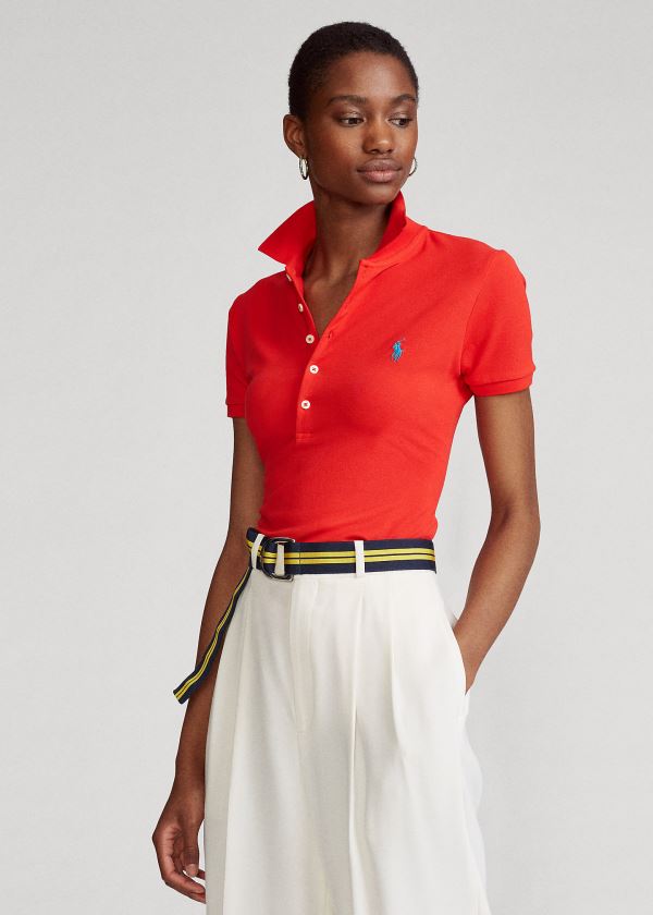 Ralph Lauren Slim Fit Stretch Polo Shirt Červené | AePlwEWx