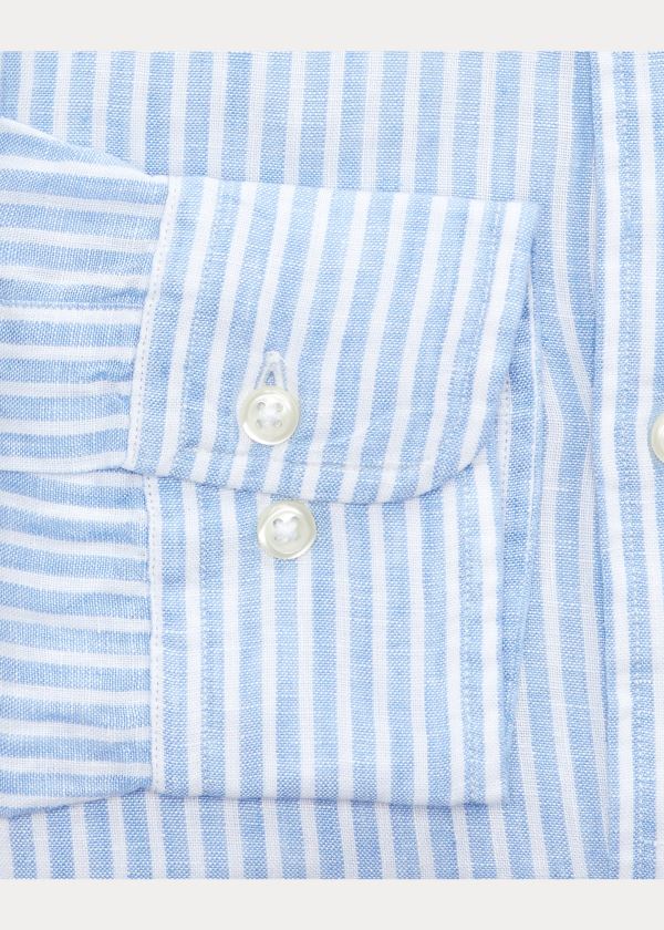 Ralph Lauren Slim Fit Striped Linen Shirt Blankyt Bílé | woEFgByb