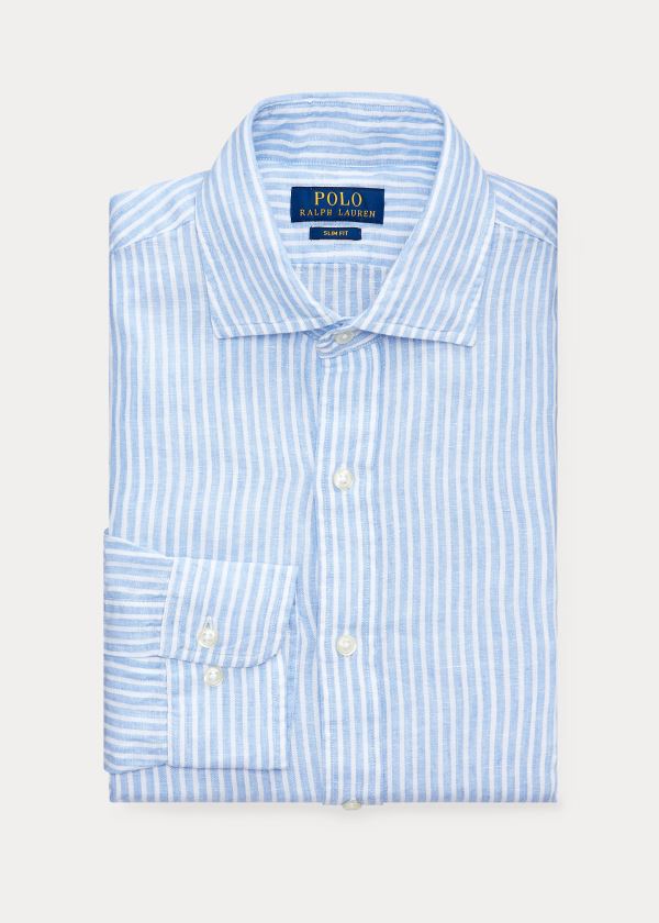 Ralph Lauren Slim Fit Striped Linen Shirt Blankyt Bílé | woEFgByb