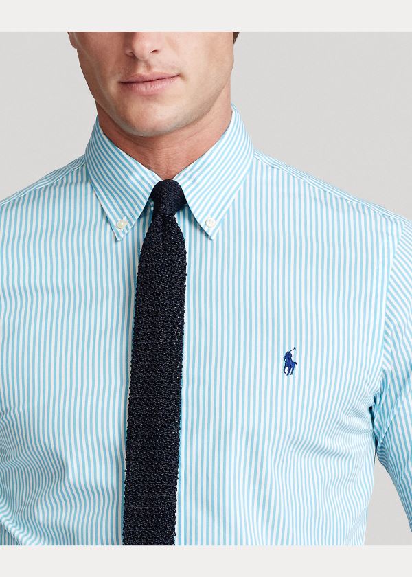 Ralph Lauren Slim Fit Striped Poplin Shirt Tyrkysové Bílé | 8HntIBpM