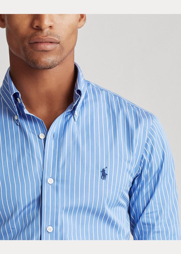 Ralph Lauren Slim Fit Striped Poplin Shirt Blankyt Bílé | OXIorWbg