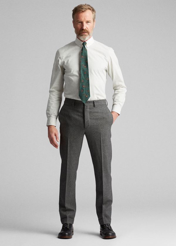 Ralph Lauren Slim Glen Plaid Wool Trouser Černé Šedé | m3nYTZwi