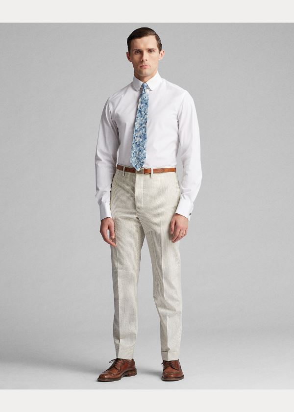 Ralph Lauren Slim Stripe Seersucker Trouser Krém Blankyt | 2fPLyQ4D